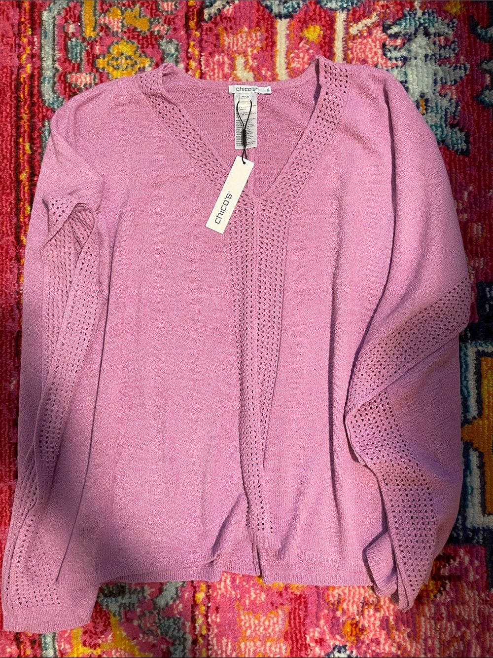 Chico's Lilac Knit Poncho Sweater